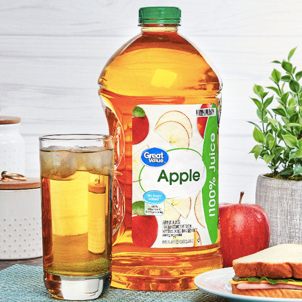 Great Value 100% Apple Juice, 96 fl oz - Water Butlers