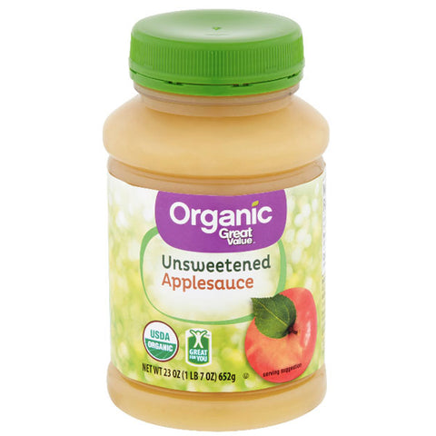 Great Value Organic Unsweetened Applesauce, 23 oz - Water Butlers