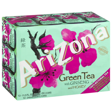 AriZona Green Tea with Ginseng and Honey, 11.5 fl oz, 12 Count
