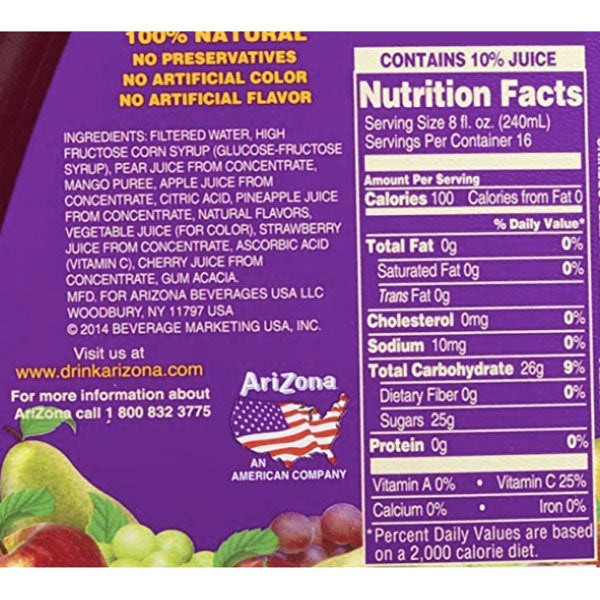 Fruit Punch Nutrition Information