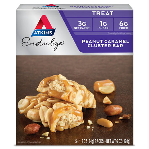 Atkins Endulge, Peanut Caramel Cluster Bar, Keto Friendly, 5 Count