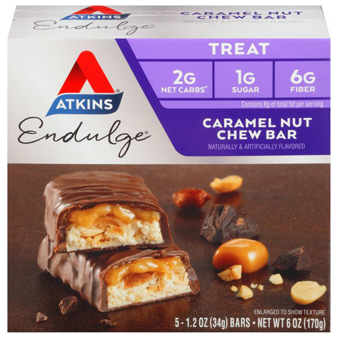 Atkins Endulge, Caramel Nut Chew Bar, Keto Friendly, 5 Count