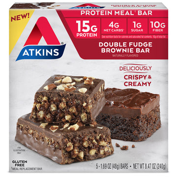 Atkins Double Fudge Brownie Bars, 5 Count