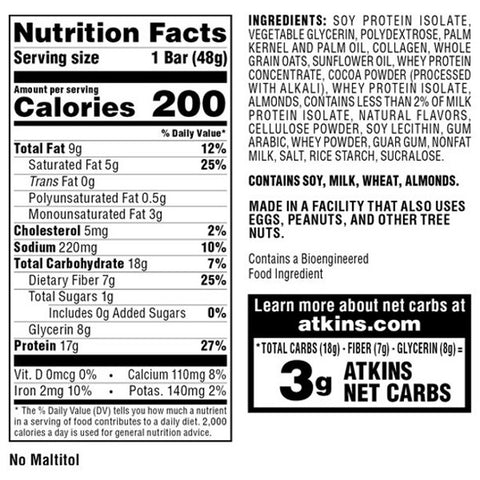 Atkins Protein-Rich Meal Bar, Chocolate Chip Granola, Keto Friendly, 5 Count