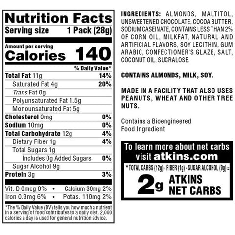 Atkins Endulge, Chocolate Covered Almonds, Keto Friendly, 5 Count