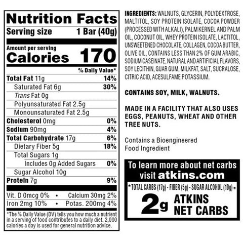 Atkins Endulge Nutty Fudge Brownie Bars, 5 Count