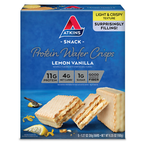 Atkins Protein Wafer Crisps, Lemon Vanilla, Keto Friendly, 5 Count