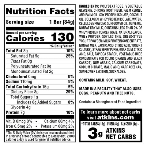 Atkins Endulge, Strawberry Cheesecake Dessert Bar, Keto Friendly, 5 Count