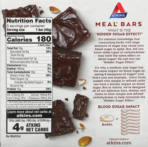 Atkins Double Fudge Brownie Bars, 5 Count