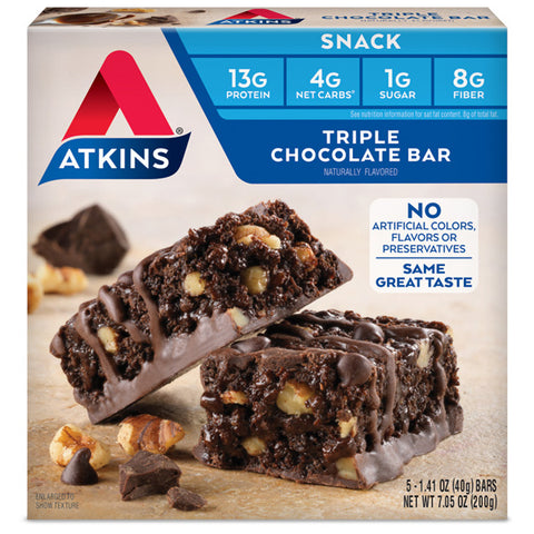 Atkins Snack Bar, Triple Chocolate, Keto Friendly, 5 Count