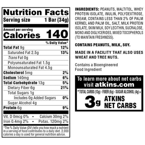 Atkins Endulge, Peanut Caramel Cluster Bar, Keto Friendly, 5 Count