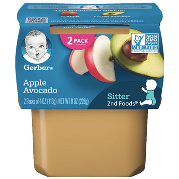 Gerber 2nd Foods Baby Food Apple Avocado, 4oz, 2 Ct