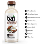 Bai Flavored Water, Malokai Coconut, 18 Fl oz. Bottles, 6 Ct - Water Butlers