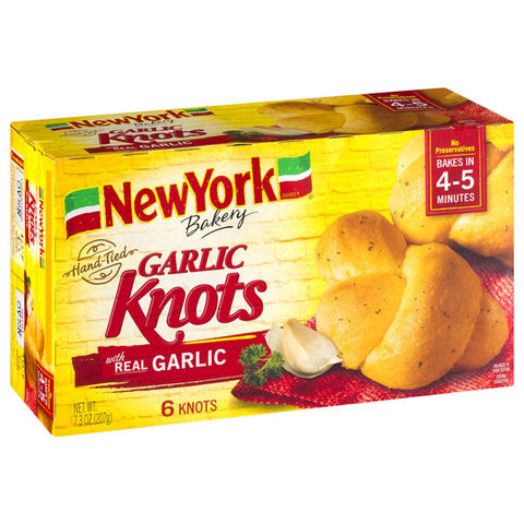 New York Bakery Hand Tied Garlic Knots with Real Garlic, 6 Count