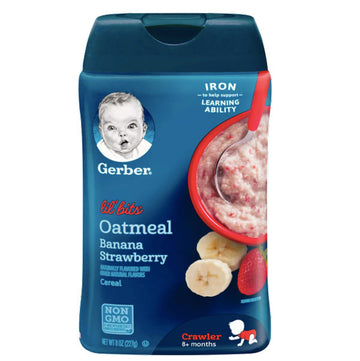 Gerber Single Baby Cereal, Oatmeal Banana Strawberry - 8oz
