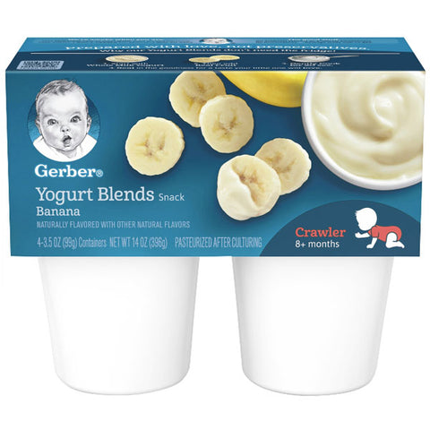 Gerber Yogurt Blends, Banana, 3.5 oz Cups, 4 Count - Water Butlers