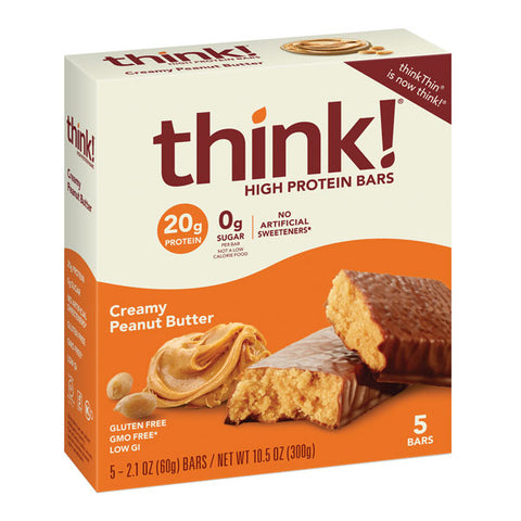 Think! High Protein Bar, Creamy Peanut Butter, 20g Protein, Gluten Free, 5 Count