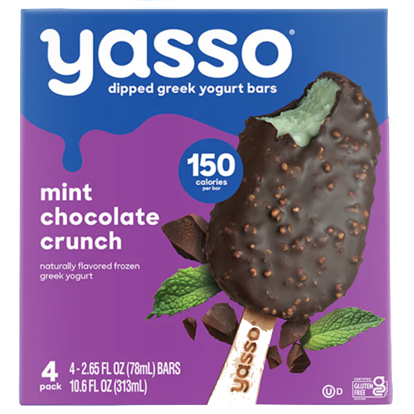 Yasso Mint Chocolate Crunch Greek Yogurt Ice Cream Bars, 4 Ct