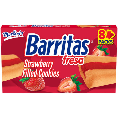 Marinela Barritas Fresa Strawberry Soft Filled Cookie Bar, 8 Count