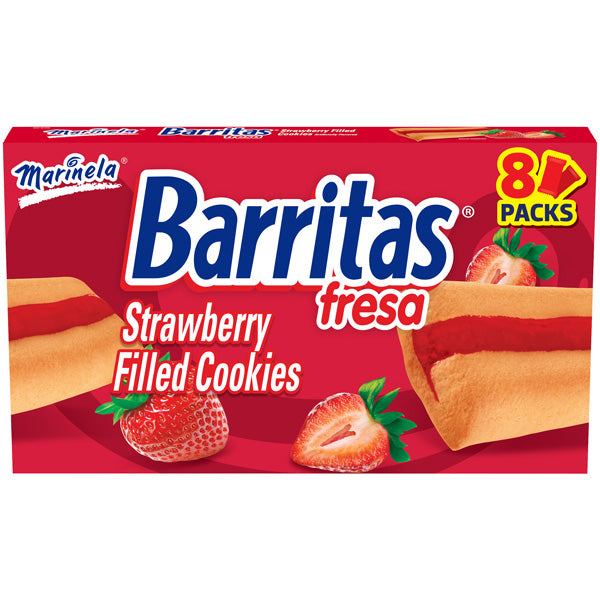 Marinela Barritas Fresa Strawberry Soft Filled Cookie Bar, 8 Count