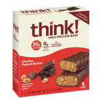 Think! High Protein Bar, Chunky Peanut Butter, 20g Protein, Gluten Free, 5 Count
