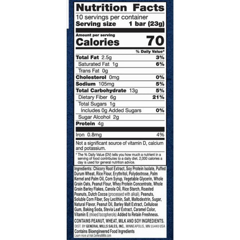 Fiber One 70 Calorie Chocolate Peanut Butter Granola Bar, 10 Count