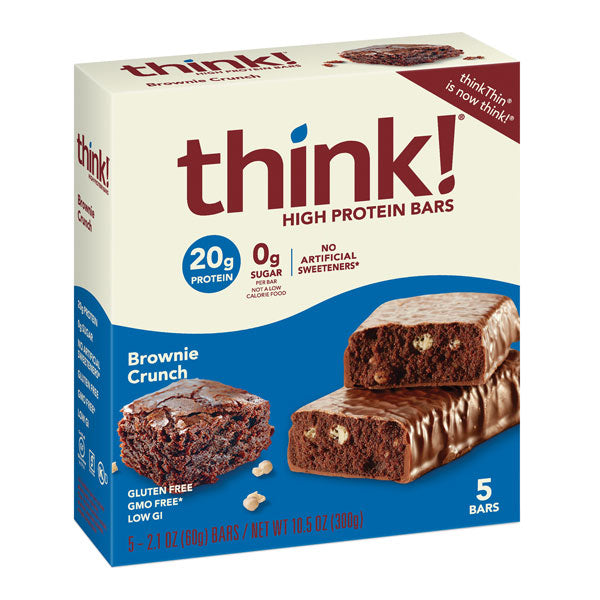 Think! High Protein Bar, Brownie Crunch, 20g Protein, Gluten Free, 5 Count