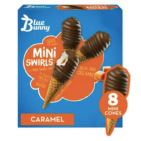 Blue Bunny Mini Swirls Caramel Cones, 8 Ct