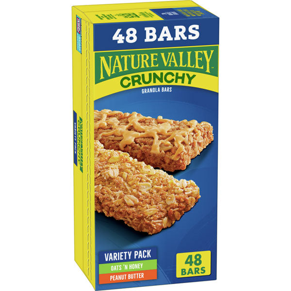 Nature Valley Crunchy Granola Bars, Oats & Honey and Peanut Butter, 48 Bars