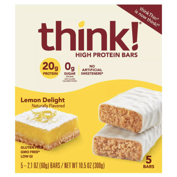 Think! High Protein Bar, Lemon Delight, 20g Protein, Gluten Free, 5 Count