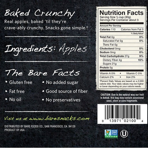 Bare Baked Crunchy Apple Chips, Fuji & Reds, 3.4 oz