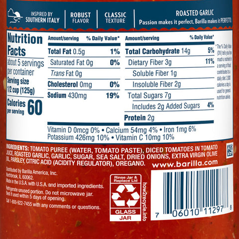 Barilla® Roasted Garlic Tomato Pasta Sauce, 24 oz