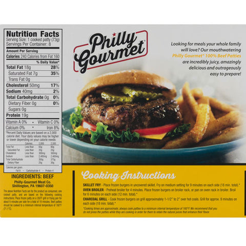 Philly Gourmet Pure Beef Patties, 8 Count