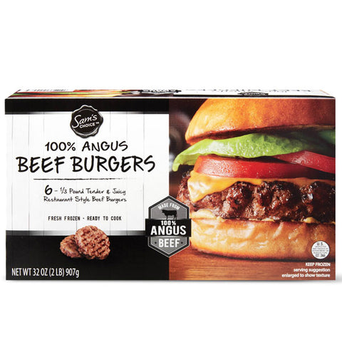 Sam's Choice Black Angus Beef Patties 2 lb, 6 Count