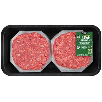 All Natural 93% Lean/7% Fat Ground Beef Patties, 1 lb, 4 Count