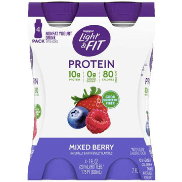 Dannon Light & Fit Mixed Berry Protein Yogurt Smoothies, 7 oz, 4 Ct