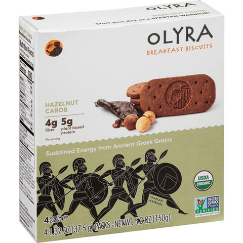 Olyra Breakfast Biscuits, Hazelnut Carob, 4 Count