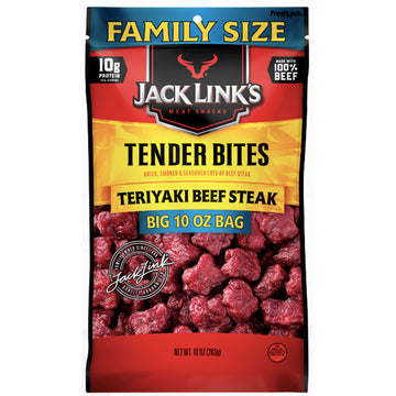 Jack Link's Tender Bites, Teriyaki Beef Steak, Family Size, 10 oz.