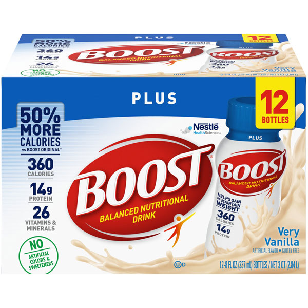 Boost PLUS Balanced Nutritional Drink Very Vanilla 8 fl, 12 Count