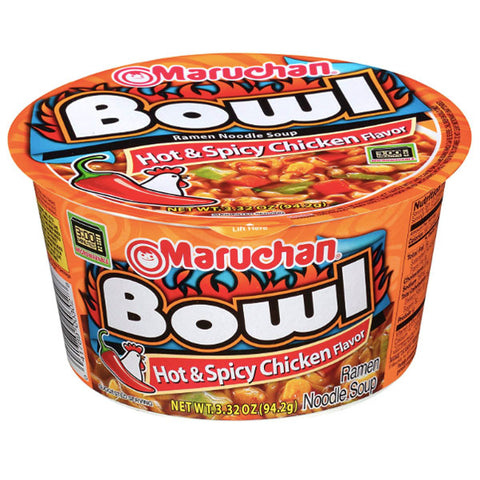 Maruchan Bowl Hot & Spicy Chicken Flavor, 3.32 oz. - Water Butlers