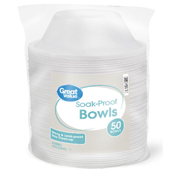 Soak Proof Foam Bowls, 12 oz, 50 Count