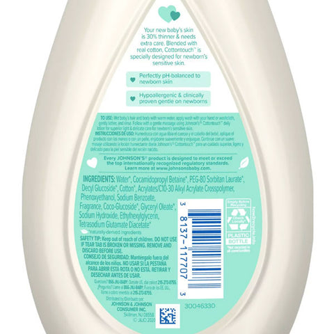 Johnson's CottonTouch Newborn Baby Body Wash & Shampoo, 13.6 fl. oz