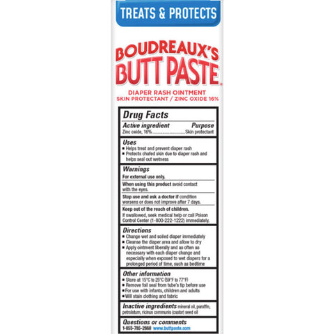 Boudreaux's Butt Paste for Sensitive Skin Diaper Rash Cream, Ointment for Baby, 4 oz