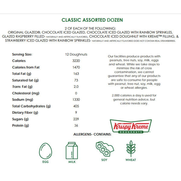 Krispy Kreme Classic Assorted Dozen Doughnuts, 12 Count