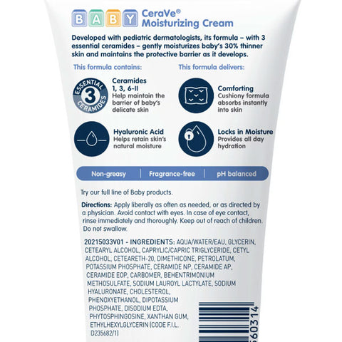 CeraVe Baby Cream, Gentle Baby Moisturizing Cream with Ceramides for Baby Skin, 5 oz