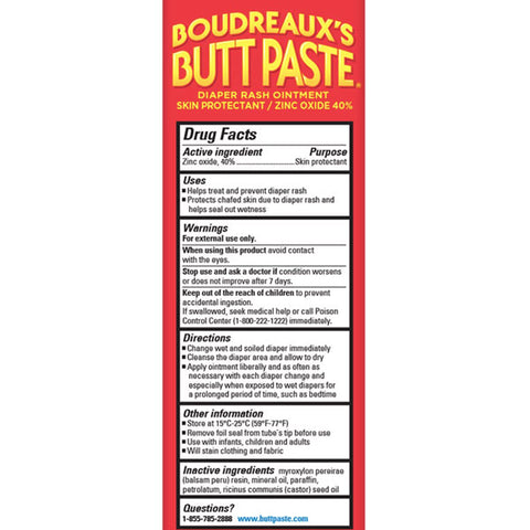 Boudreaux's Butt Paste Maximum Strength Diaper Rash Cream, Ointment for Baby, 4 oz