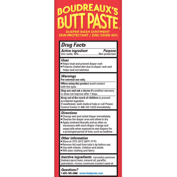 Boudreaux's Butt Paste Maximum Strength Diaper Rash Cream, Ointment for ...