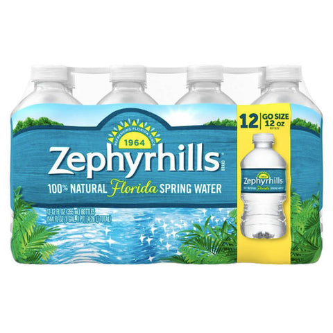 Zephyrhills 100% Natural Spring Water, 12 oz., 12 Count