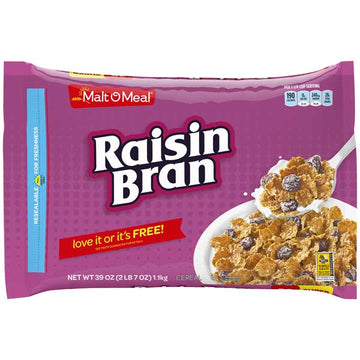 Malt-O-Meal raisin bran Breakfast Cereal, Bulk Cereal, 39 oz