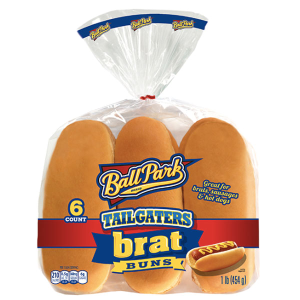 Ball Park Tailgaters Brat Buns, 16 oz, 6 Count - Water Butlers